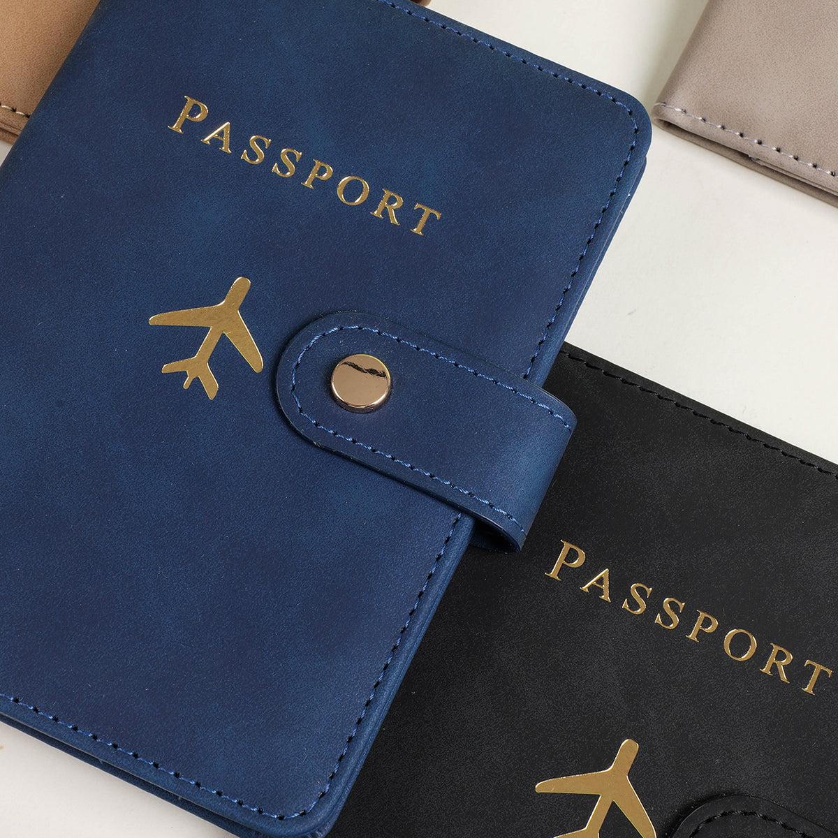 Leather Multi-Card Slot Passport Protection Set, Customized Logo Passport Holder, Pure Color Carry-On Cosmetics Bag, Multi-Functional Card Holder - image 3