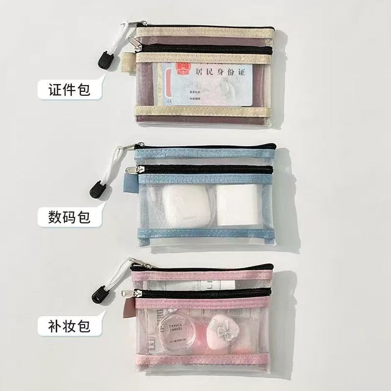 Double-Layer Mesh Storage Bag, Portable Driver's License Storage Bag, Passport Household Registration Book Zipper Bag, Bank Card Transparent Card Bag - image 4