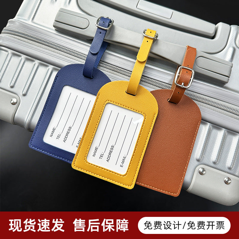 Cross-Border Customizable Logo Leather Airplane Boarding Pass Creative Suitcase Tag Checked Boarding Leather Pu Luggage Tag - image 1