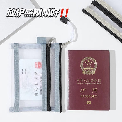Double-Layer Mesh Storage Bag, Id Storage Bag, Id Card, Passport, Five-Color Zipper Bag, Bank Card Portable Small Card Holder - image 2