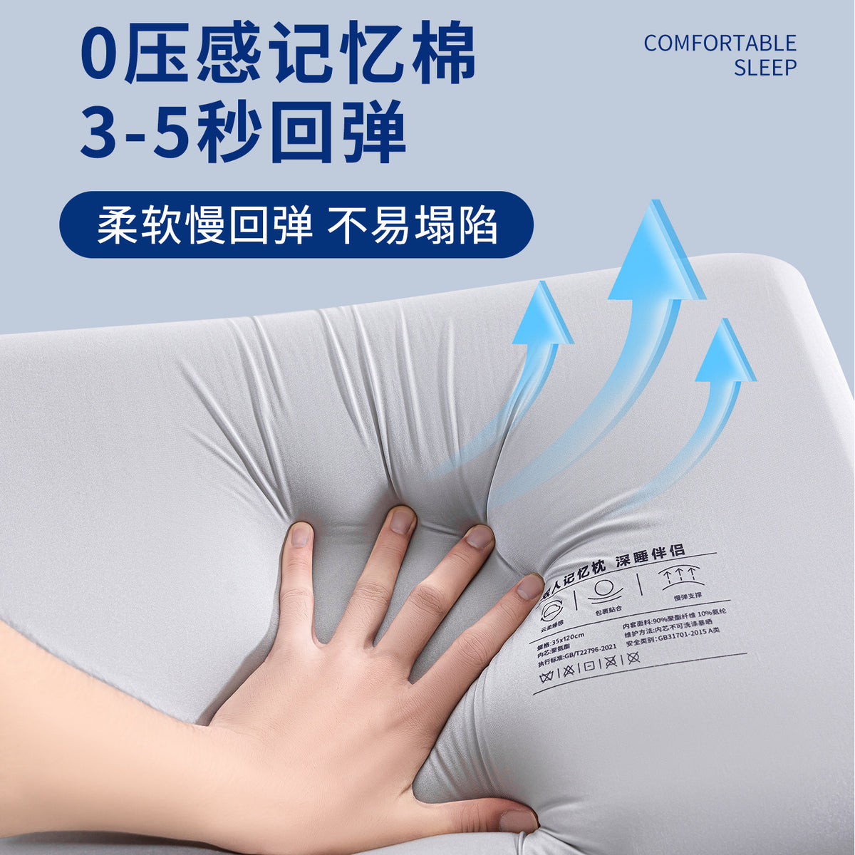 Zero-Pressure Deep Sleep Memory Foam Double Long Pillow 1.5m Couple Sleeping Long Pillow Core 1.8m Extended Neck Pillow - image 3