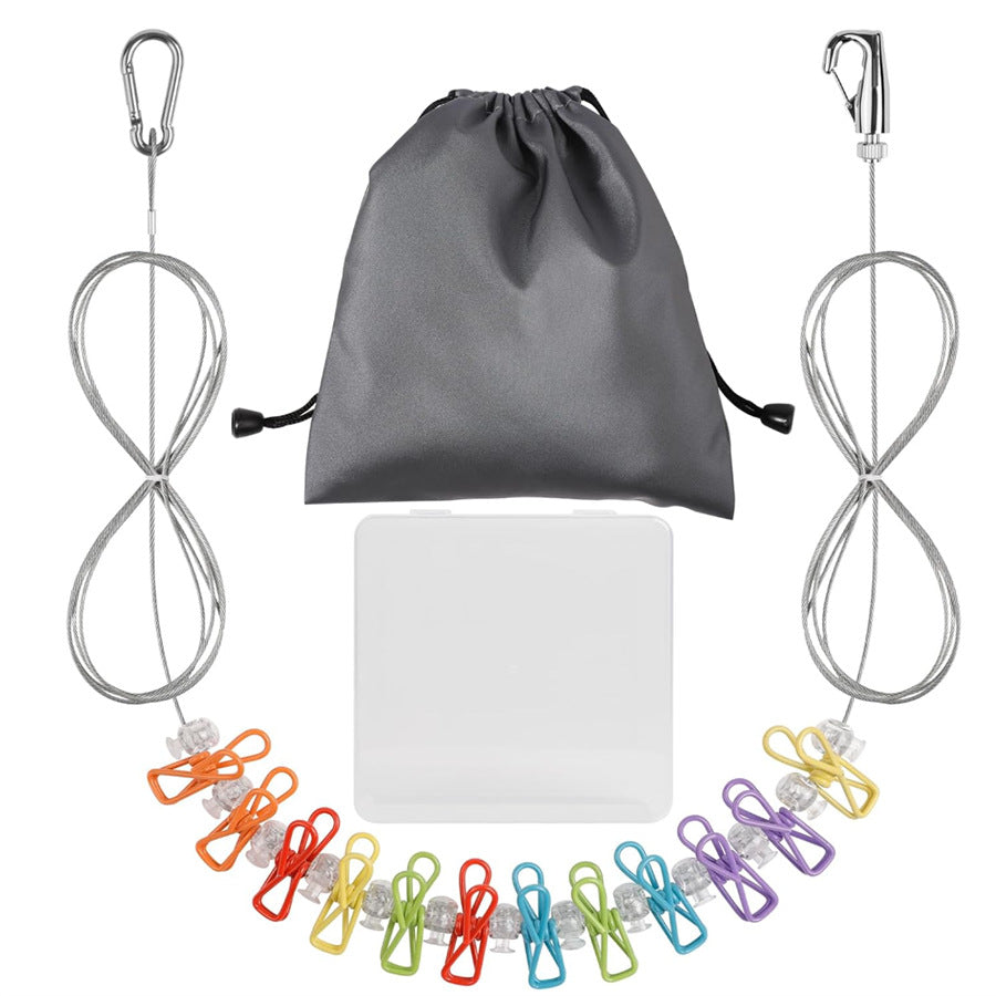 Labeling and Shipping for Foreign Trade Outdoor Travel Stainless Steel Plastic-Coated Clips Clothesline Business Trip Hanging Clothes Rope Adjustable - image 1