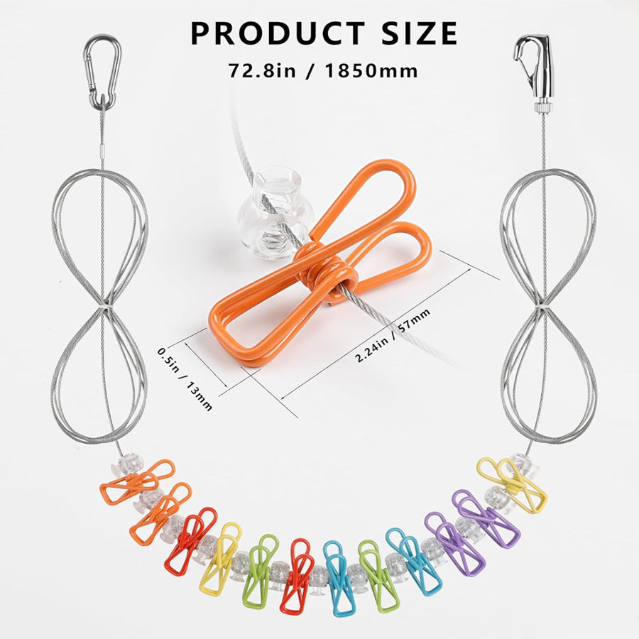 Labeling and Shipping for Foreign Trade Outdoor Travel Stainless Steel Plastic-Coated Clips Clothesline Business Trip Hanging Clothes Rope Adjustable - image 4