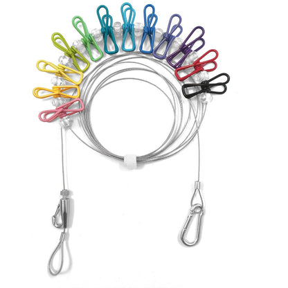 Labeling and Shipping for Foreign Trade Outdoor Travel Stainless Steel Plastic-Coated Clips Clothesline Business Trip Hanging Clothes Rope Adjustable - image 5