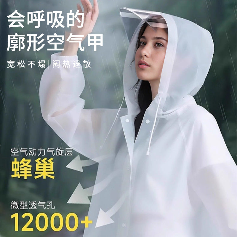 Adult Non-Disposable Long Raincoat Outdoor Travel Mountaineering Hiking Thickeneded Full-Body Rainproof Poncho with Brim - image 3
