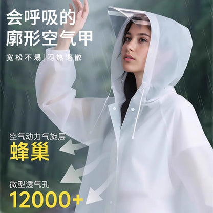 Adult Non-Disposable Long Raincoat Outdoor Travel Mountaineering Hiking Thickeneded Full-Body Rainproof Poncho with Brim - image 3