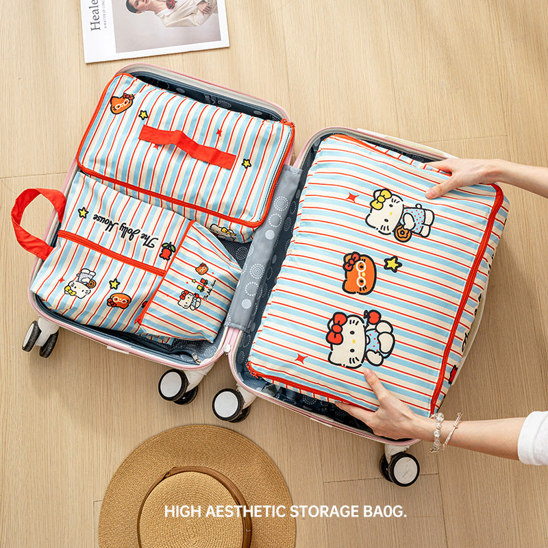 Travel Storage Bag Suitcase Clothing Storage Bag Waterproof Clothes Underwear Shoes Four-Piece Set Separate Bags - image 4