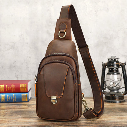 Crazy Horse Vintage Leather Travel Crossbody Bag