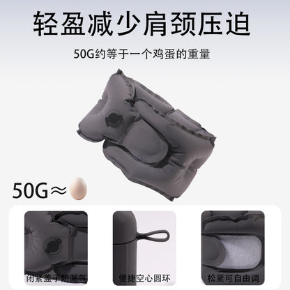 Outdoor Inflatable U-Shaped Pillow, Foldable Inflatable Neck Support, Neck Protection Ring, Press-To-Inflate High-Speed Rail and Airplane Air Neck Pillow - image 2