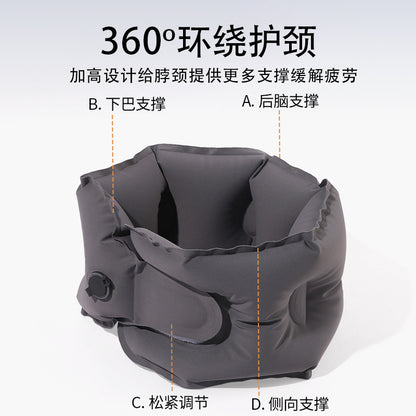 Outdoor Inflatable U-Shaped Pillow, Foldable Inflatable Neck Support, Neck Protection Ring, Press-To-Inflate High-Speed Rail and Airplane Air Neck Pillow - image 5