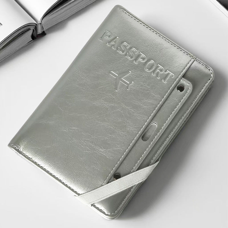 Niche Korean-Style Silver-Gray Passport Holder with High Aesthetic Value for Overseas Travel, Id Document Storage Cover, Card Holder with a Sense of Sophisticat - image 1