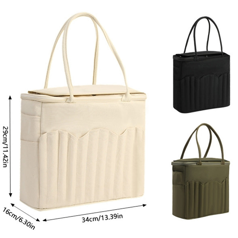Cross-Border Canvas Wool Knitting Tool Storage Bag Outdoor Travel Large-Capacity Crochet Accessories Storage Bag Handbag - image 1