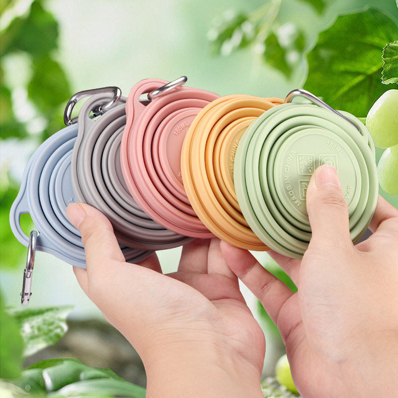 Food-Grade Silicone Collapsible Cup Portable Outdoor Travel Folding Cup Eco-Friendly Cup Water Cup Collapsible Mouthwash Cup with Strap - image 2