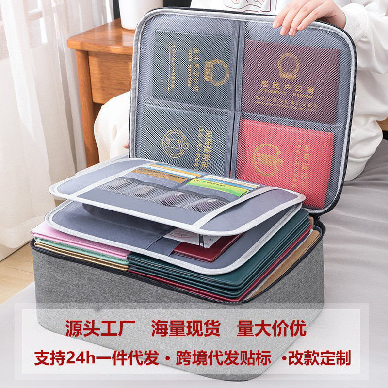 Travel Document Storage Bag, Large-Capacity Layered Passport Card Bag, Waterproof Folder, File Organizer, Cross-Border Document Bag - image 1