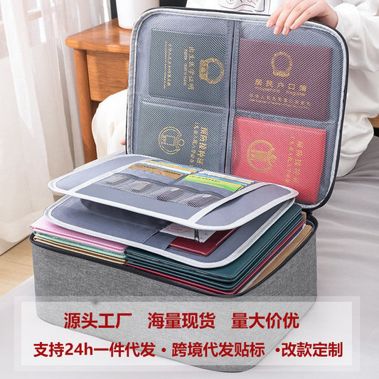Travel Document Storage Bag, Large-Capacity Layered Passport Card Bag, Waterproof Folder, File Organizer, Cross-Border Document Bag - image 1