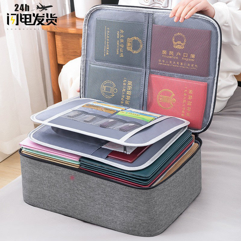 Home Document Storage Bag Large Capacity Household Certificate Passport Card Bag Waterproof Folder File Organizer Storage Bag - image 1