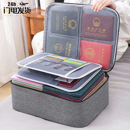 Home Document Storage Bag Large Capacity Household Certificate Passport Card Bag Waterproof Folder File Organizer Storage Bag - image 1