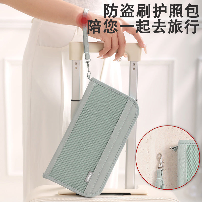 Travel Document Bag, Boarding Passport Storage Bag, Ticket Holder, Bank Card Anti-Theft Card Swiping Bag, Large Capacity Wallet, Waterproof - image 1