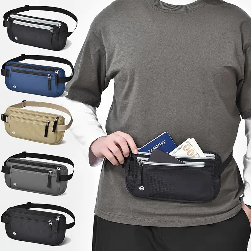 Anti-Theft European Travel Passport Document Bag, Personal Invisible Waterproof Coin Mobile Phone Waist Bag, Document Storage Bag - image 1