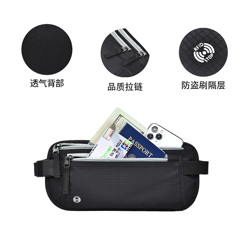 Anti-Theft European Travel Passport Document Bag, Personal Invisible Waterproof Coin Mobile Phone Waist Bag, Document Storage Bag - image 3