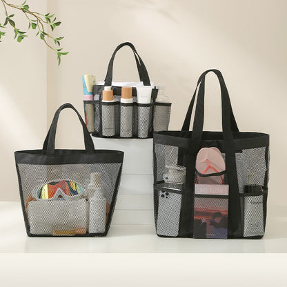 New Beach Bag Large Capacity Mesh Beach Bag Shoulder Portable Toiletry Bag Travel Hollow Mesh Storage Bag - image 1