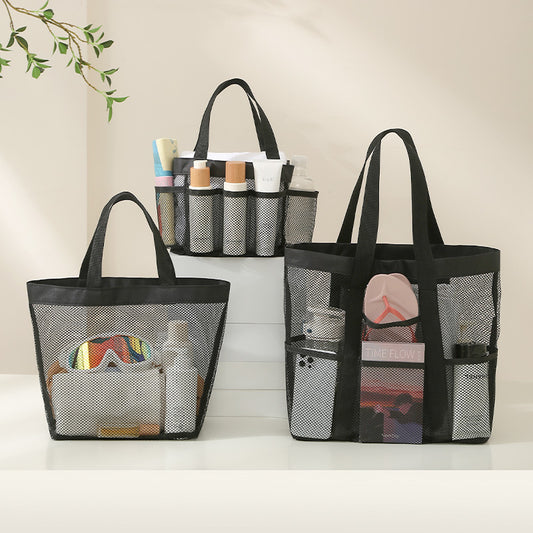 New Beach Bag Large Capacity Mesh Beach Bag Shoulder Portable Toiletry Bag Travel Hollow Mesh Storage Bag - image 1