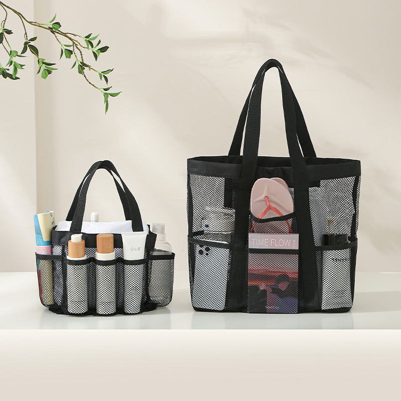 New Beach Bag Large Capacity Mesh Beach Bag Shoulder Portable Toiletry Bag Travel Hollow Mesh Storage Bag - image 3