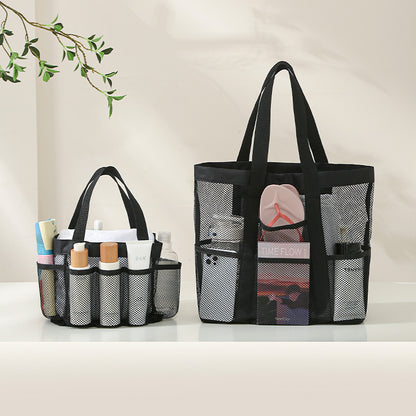 New Beach Bag Large Capacity Mesh Beach Bag Shoulder Portable Toiletry Bag Travel Hollow Mesh Storage Bag - image 3