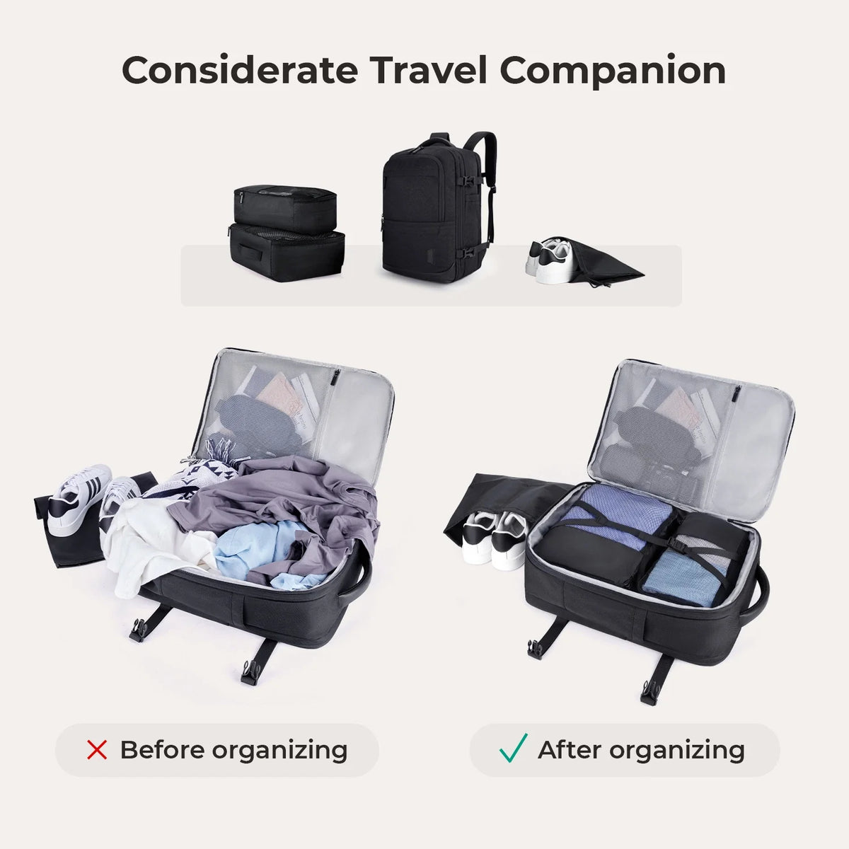 Falco 40L Expandable Airline Approved Carry On Backpack