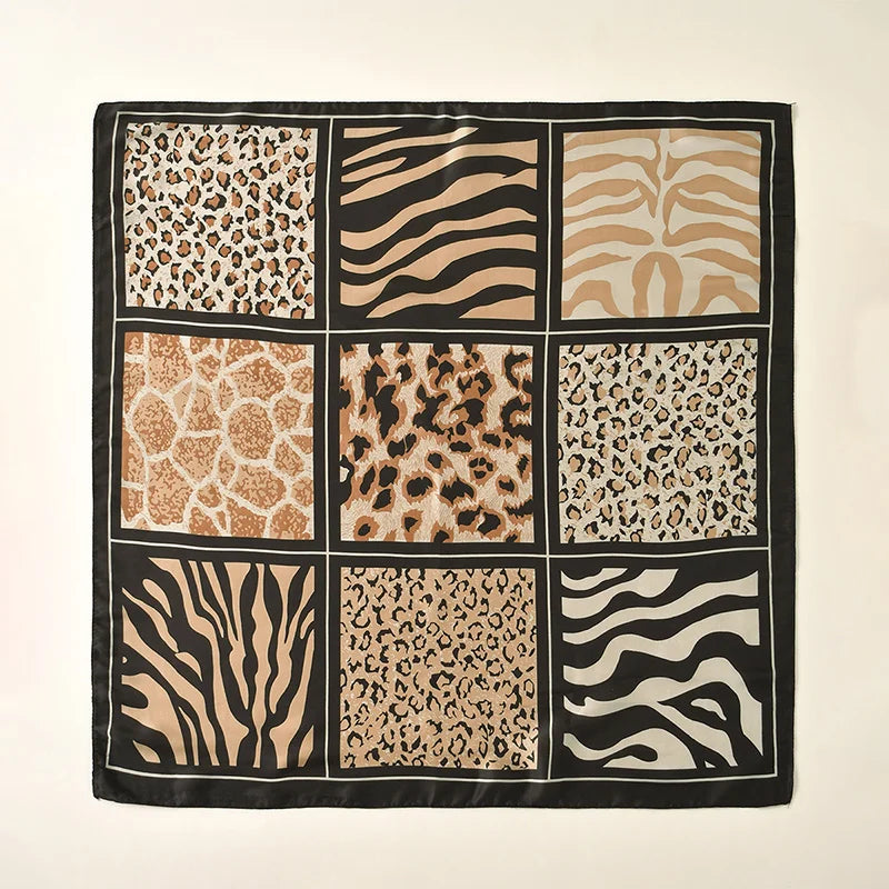 Leopard Print Square Scarf; Elegant, Versatile & Effortlessly Stylish
