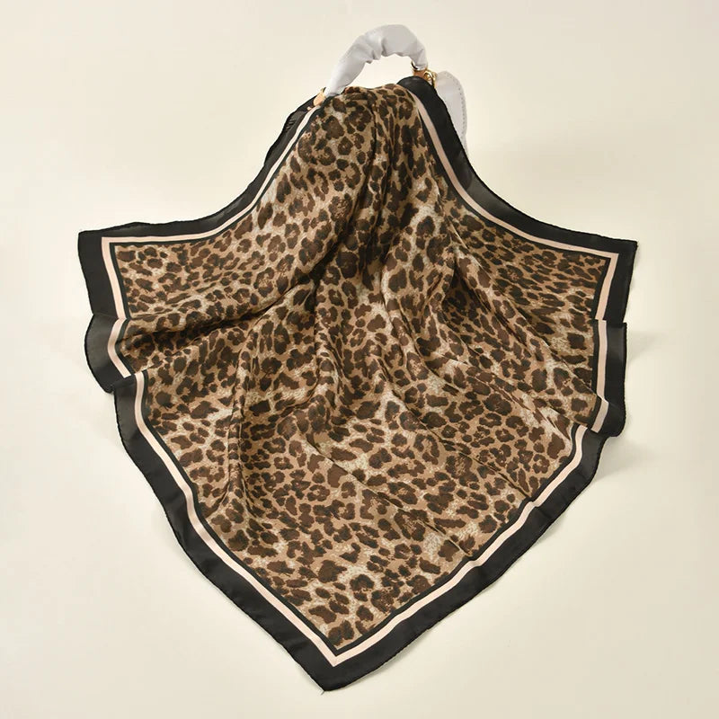 Leopard Print Square Scarf; Elegant, Versatile & Effortlessly Stylish