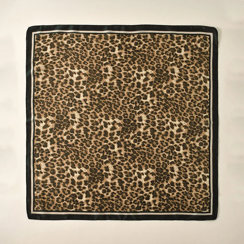 Leopard Print Square Scarf; Elegant, Versatile & Effortlessly Stylish