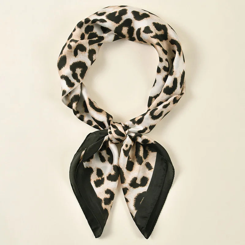Leopard Print Square Scarf; Elegant, Versatile & Effortlessly Stylish