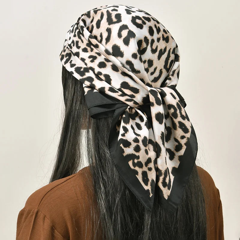 Leopard Print Square Scarf; Elegant, Versatile & Effortlessly Stylish
