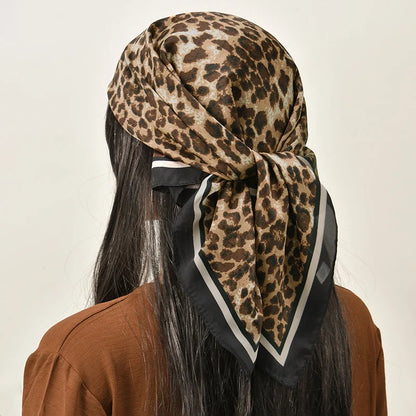 Leopard Print Square Scarf; Elegant, Versatile & Effortlessly Stylish