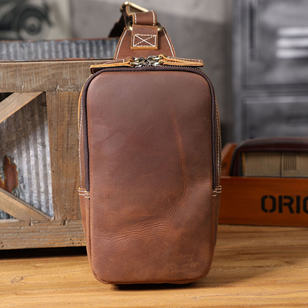 Leather Travel Chest Bag