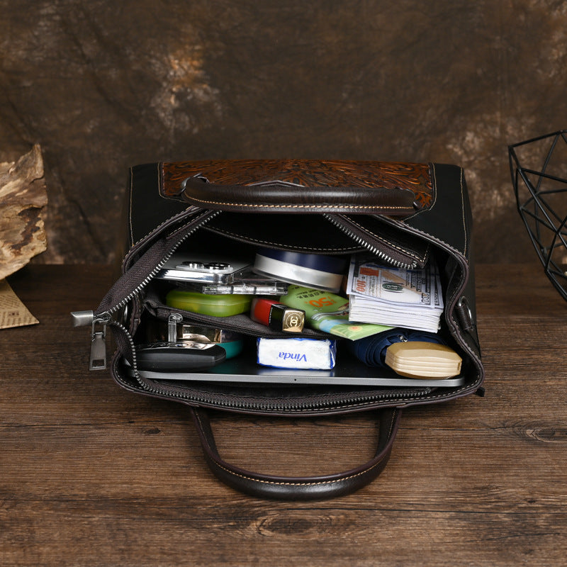 Full-Grain Leather Travel Tote Bag