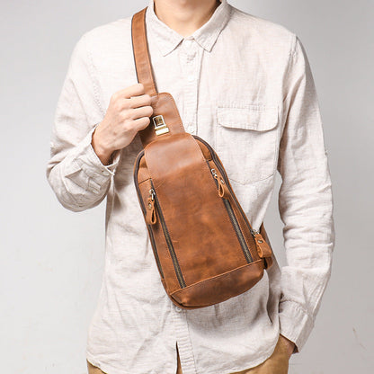 Crazy Horse Leather Travel Crossbody Bag