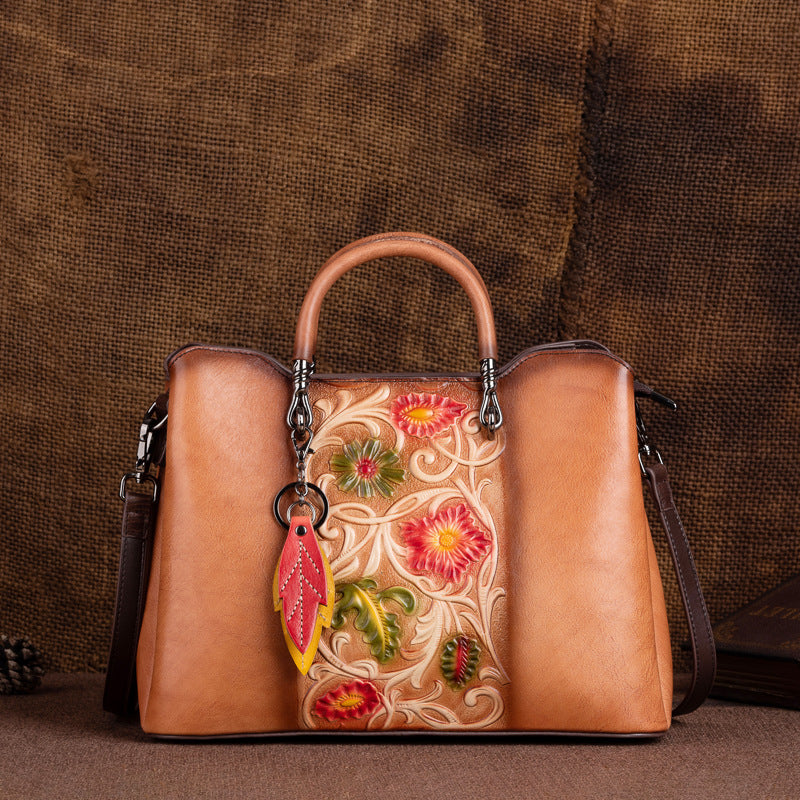 Retro Leather Travel Tote Bag
