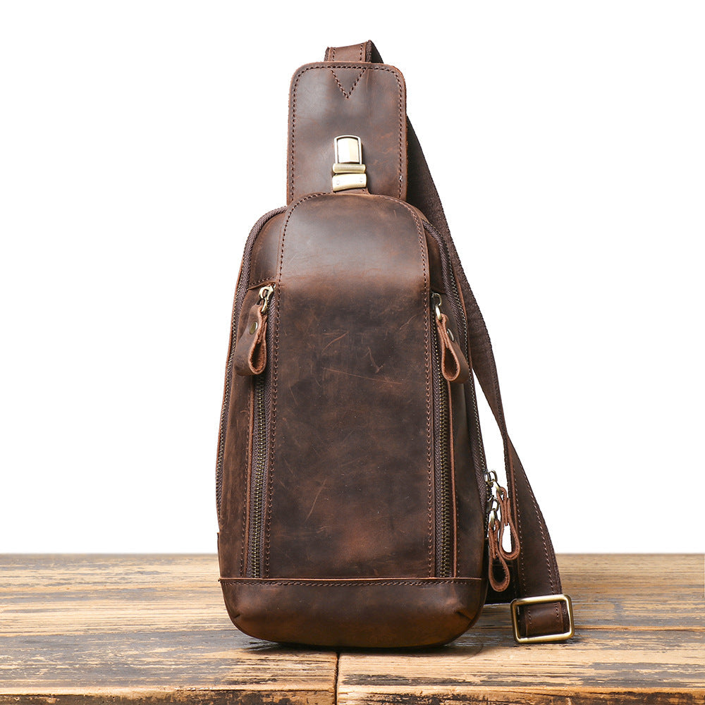 Crazy Horse Leather Travel Crossbody Bag
