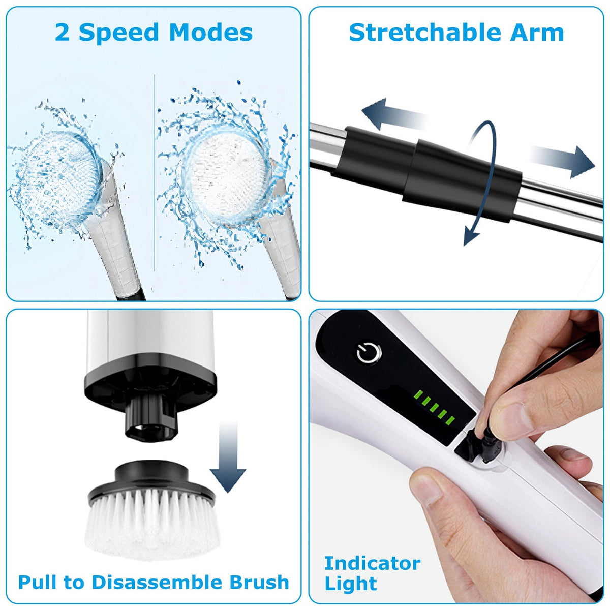 Cordless Electric Spin Scrubber with 8 Brush Heads | Rechargeable Bathroom & Floor Cleaning Brush