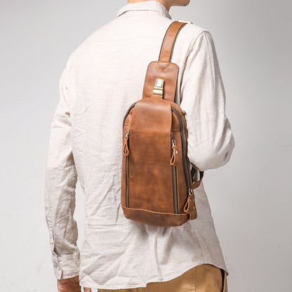 Crazy Horse Leather Travel Crossbody Bag
