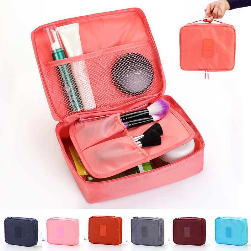 Waterproof Travel Makeup Bag | Portable Toiletry Organizer with Multi-Pocket Divider