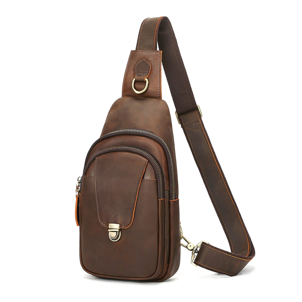 Crazy Horse Vintage Leather Travel Crossbody Bag