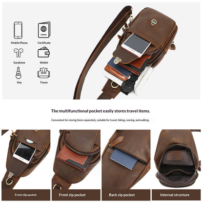 Crazy Horse Vintage Leather Travel Crossbody Bag