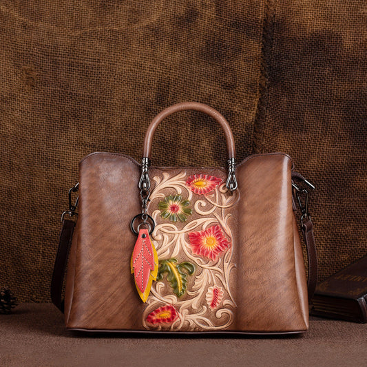 Retro Leather Travel Tote Bag