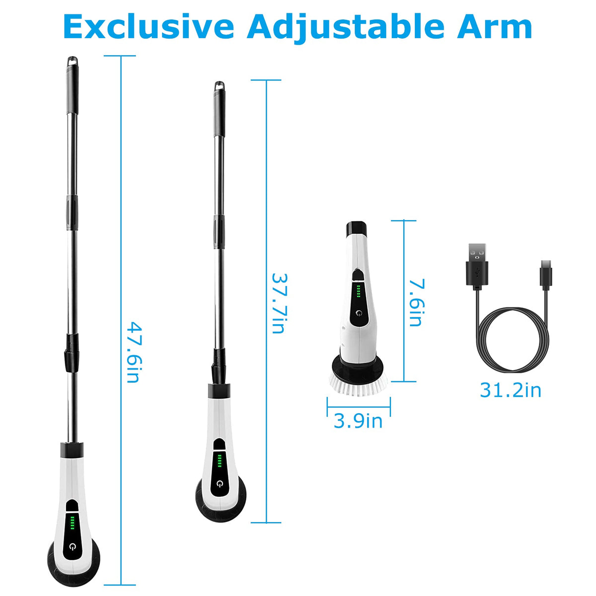 Cordless Electric Spin Scrubber with 8 Brush Heads | Rechargeable Bathroom & Floor Cleaning Brush
