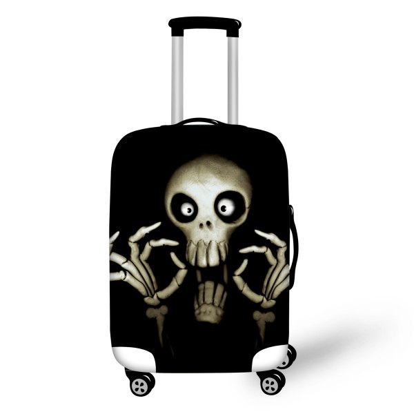 Hight Men Travel Luggage Cover Cool Skull Luggage Suitcase Cover Elastic Travel Dust Protective Cover Bag to 18-30 inch Suitcase