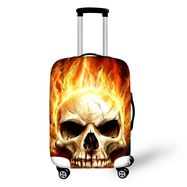 Hight Men Travel Luggage Cover Cool Skull Luggage Suitcase Cover Elastic Travel Dust Protective Cover Bag to 18-30 inch Suitcase