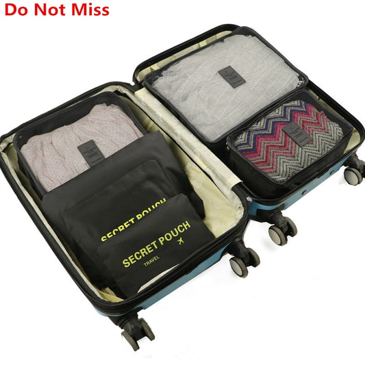 6pcs/set Baggage Travel Organizer Bag Waterproof Project Packing Organizer Travel Bags Clothes Arrange  Travel Accessories Bags